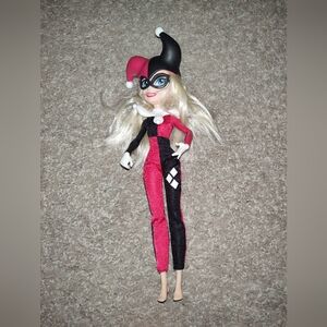 Harley Quinn Barbie Doll DC Comics Mattel Mask Hat Collar Used Incomplete